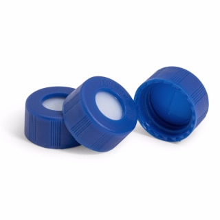 Blue screw tops with pre-slit PTFE/Silicone septa 100PK